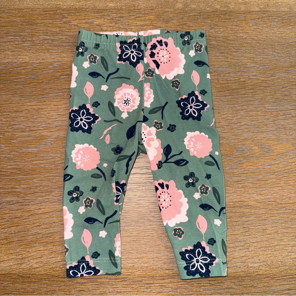 Carter's Green Floral Kids Leggings.